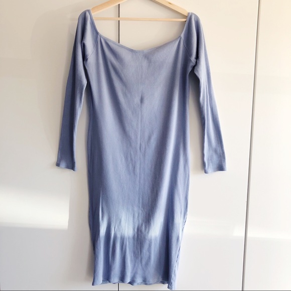 Powder Blue Bodycon Bardot Dress - Picture 2 of 3
